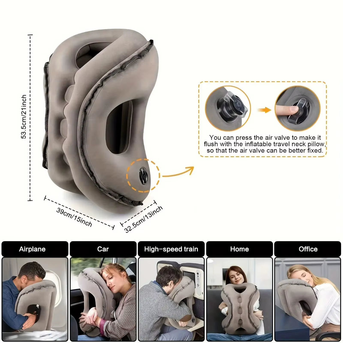 Upgraded Inflatable Air Cushion Travel Pillow Headrest Chin Support Cushions for Airplane Plane Car Office Rest Neck Nap Pillows