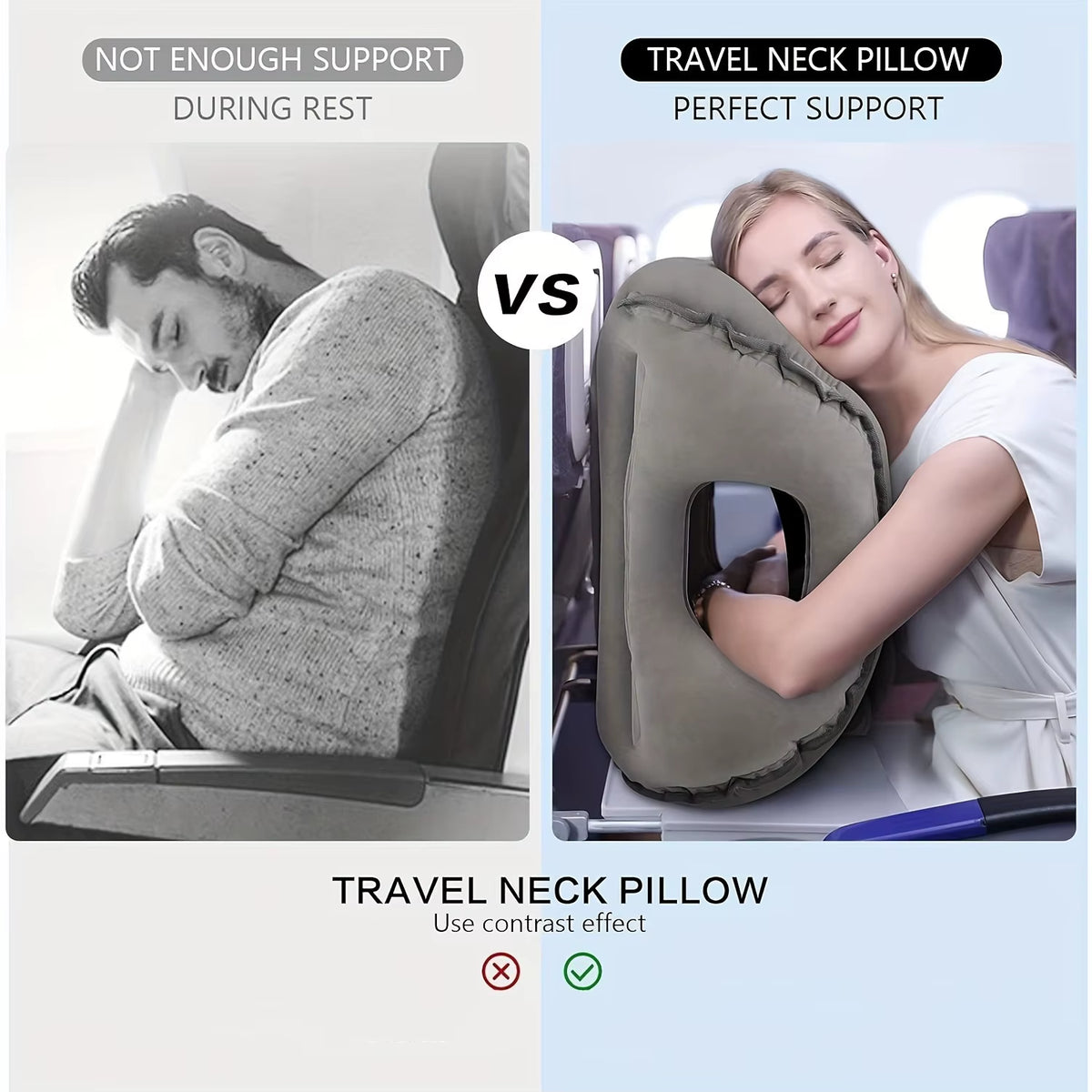 Upgraded Inflatable Air Cushion Travel Pillow Headrest Chin Support Cushions for Airplane Plane Car Office Rest Neck Nap Pillows