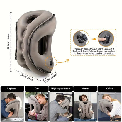 Upgraded Inflatable Air Cushion Travel Pillow Headrest Chin Support Cushions for Airplane Plane Car Office Rest Neck Nap Pillows