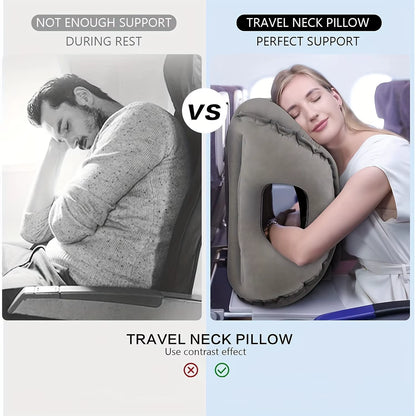 Upgraded Inflatable Air Cushion Travel Pillow Headrest Chin Support Cushions for Airplane Plane Car Office Rest Neck Nap Pillows